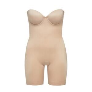 [SPANX] Beige Suit Your Fancy Strapless Cupped Mid Thigh Bodysuit Shapewear XL